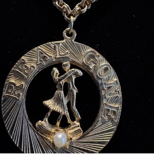 Vintage 1940s 1950s You’re a “Real Gone” Guy! Swing Dancing Couple Necklace‎